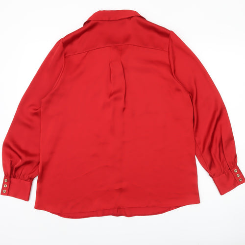 Debenhams Women's Red Shirt, Size 16, Collared, Long Sleeve