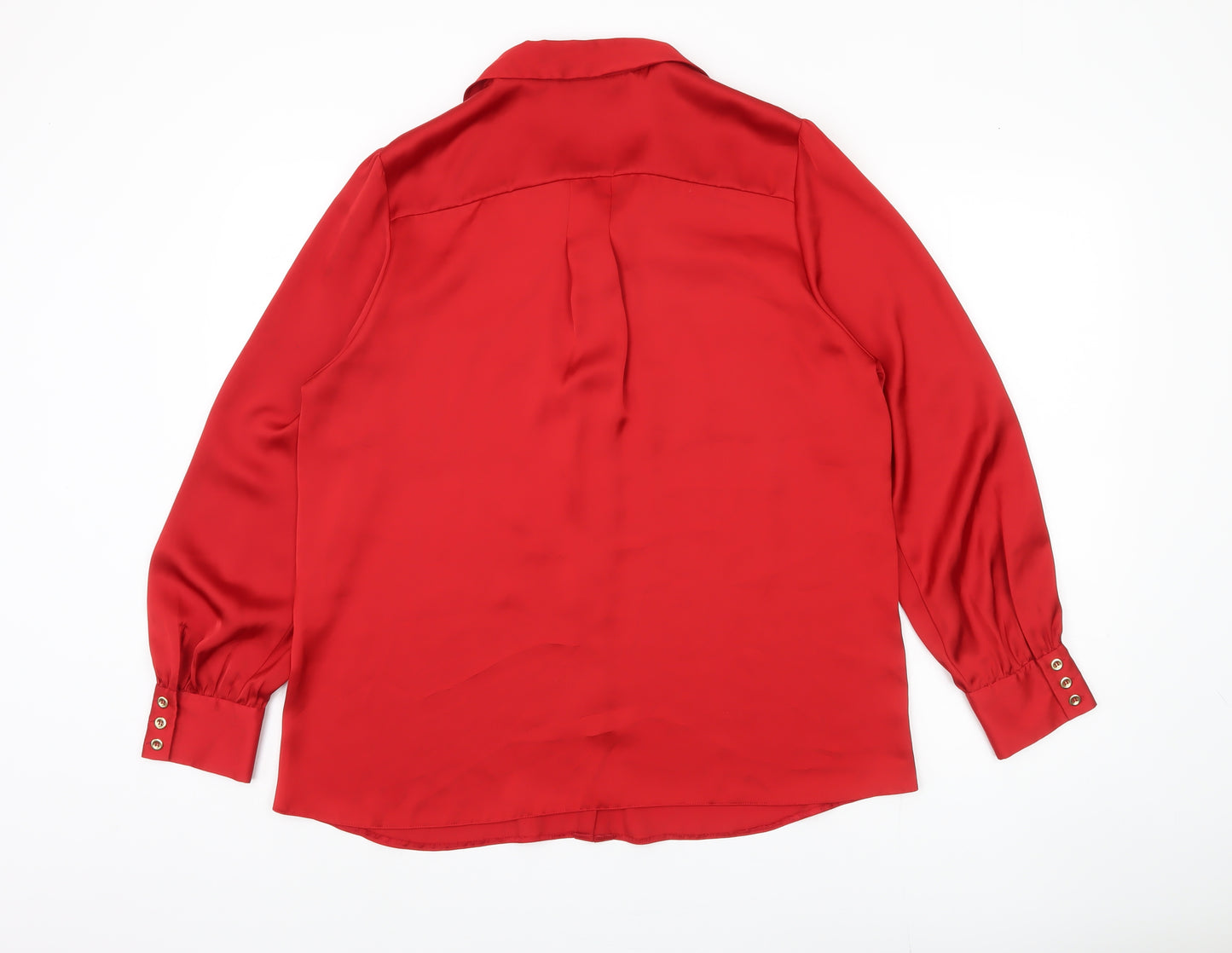 Debenhams Women's Red Shirt, Size 16, Collared, Long Sleeve