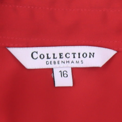 Debenhams Women's Red Shirt, Size 16, Collared, Long Sleeve