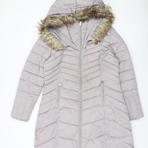 Rino & Pelle Women's Grey Long Puffer Coat - Size 8