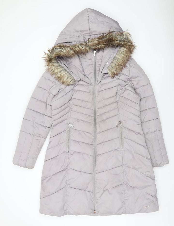 Rino & Pelle Women's Grey Long Puffer Coat - Size 8