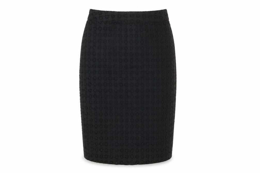 Front view of Jigsaw Women's Black Pencil Skirt -, size 8, Cotton