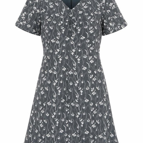 Yumi Women's Grey Floral A-Line Dress, Size 10