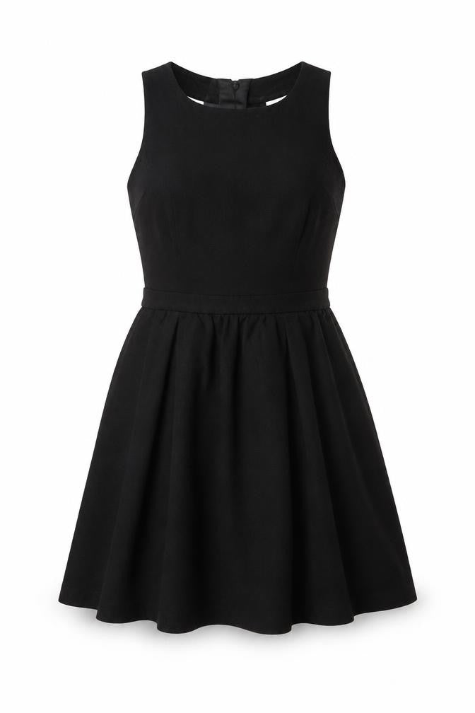 Front view of Jack Wills women’s black fit & flare dress, size UK 2