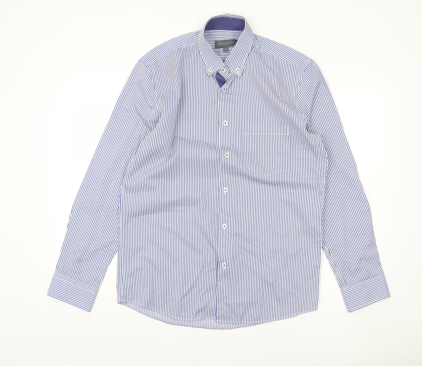 Kingston Menswear Blue Medium Striped Button-Up Shirt
