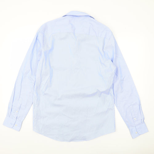 Luc Brevet Men's Blue Striped Long Sleeve Shirt L
