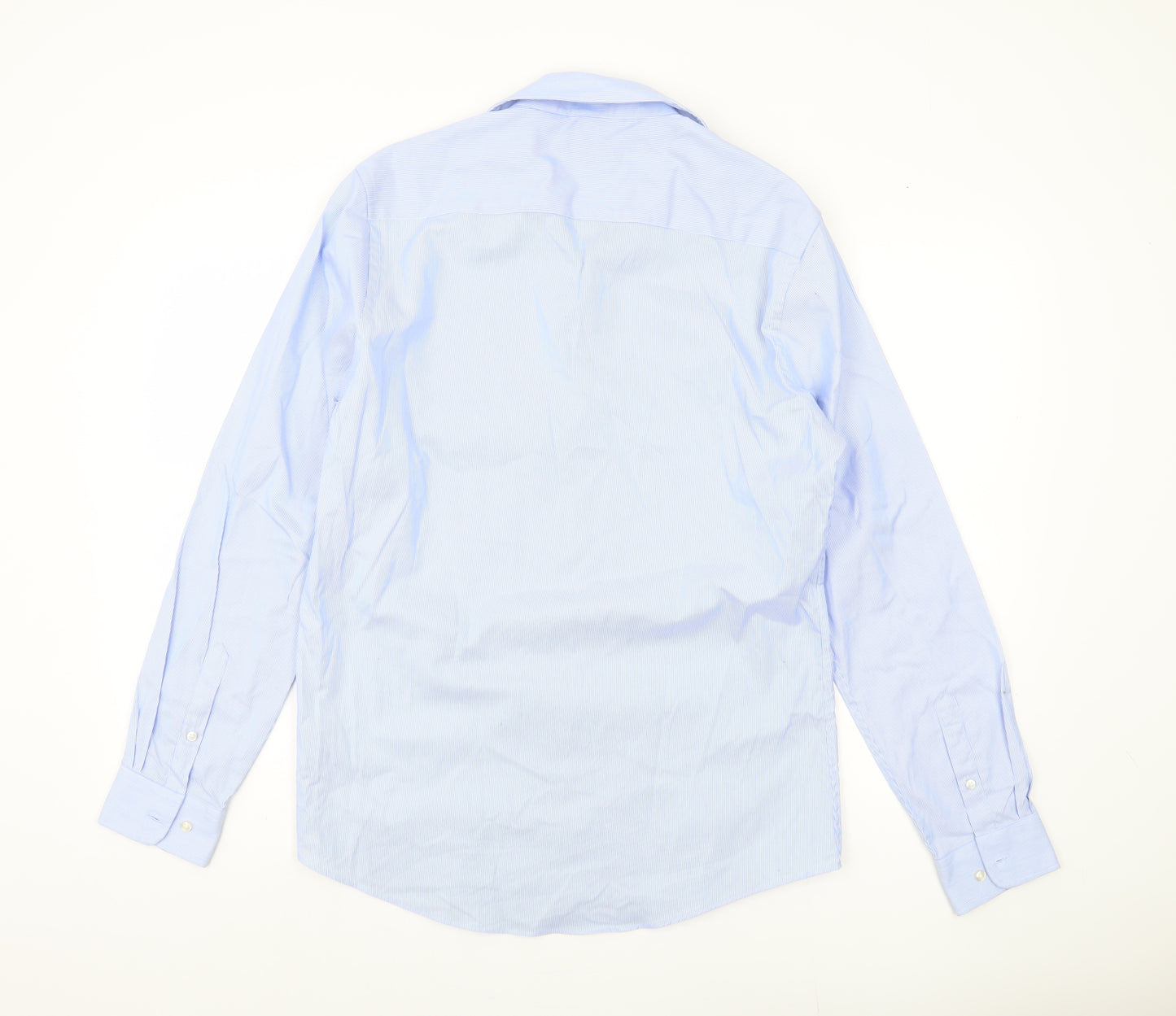 Luc Brevet Men's Blue Striped Long Sleeve Shirt L