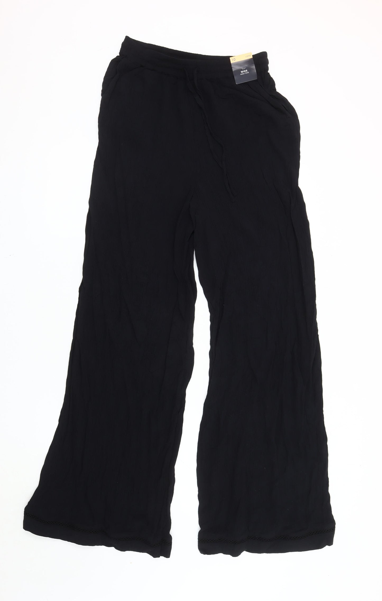 Marks and Spencer Women's Black Wide-Leg Trousers Size 10