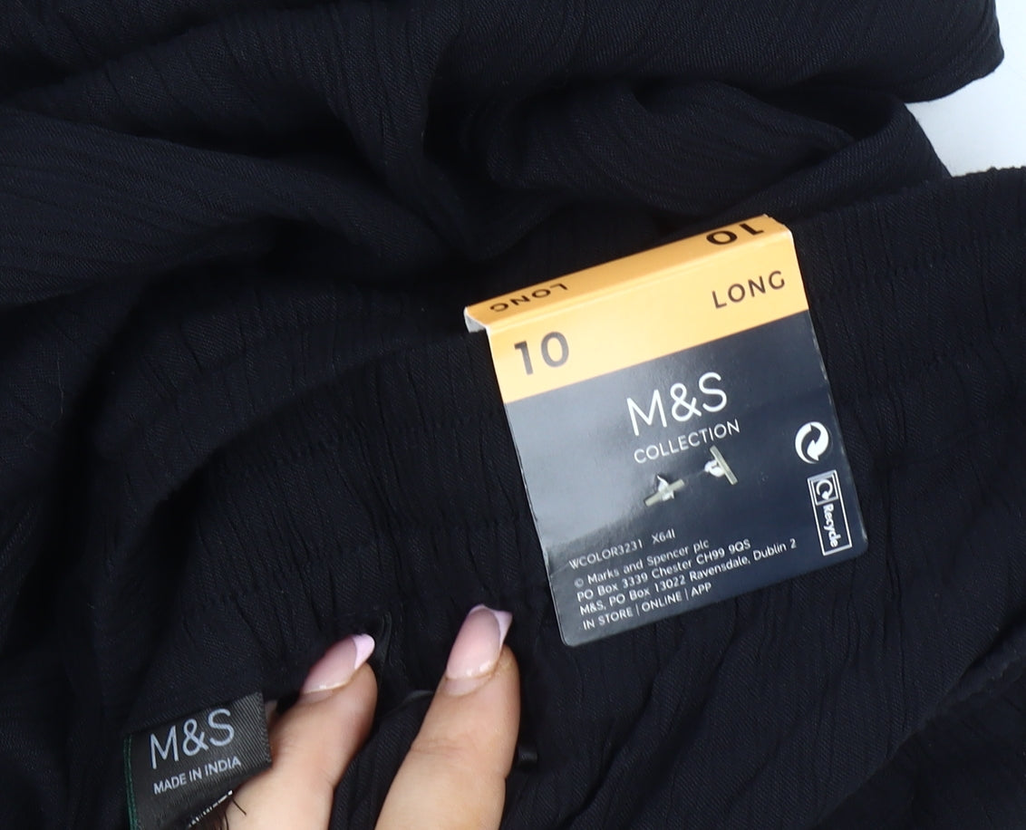 Marks and Spencer Women's Black Wide-Leg Trousers Size 10