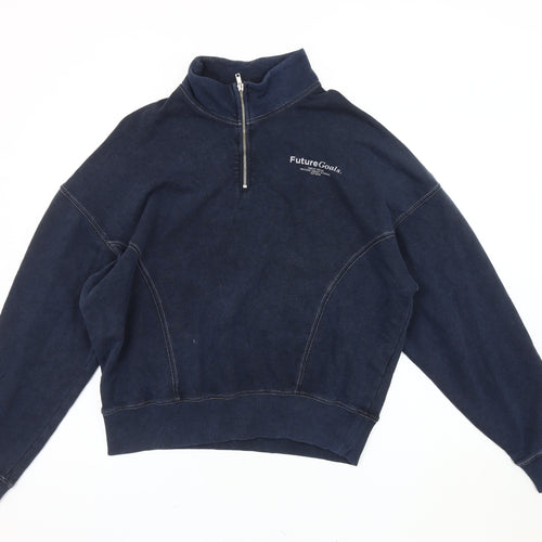 Zara Women's Blue Pullover Sweatshirt, Size 10, Casual Style