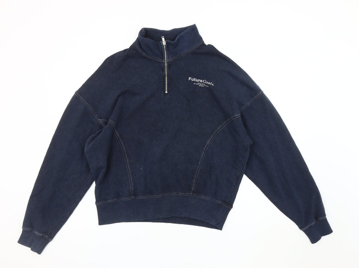 Zara Women's Blue Pullover Sweatshirt, Size 10, Casual Style