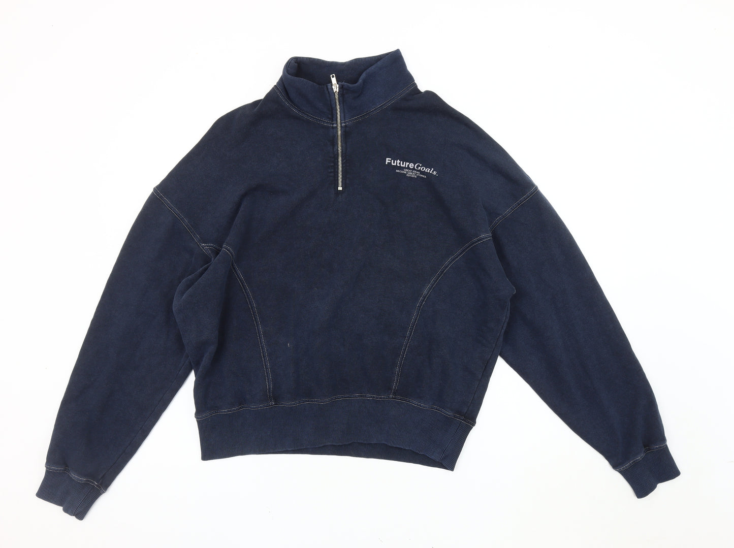 Zara Women's Blue Pullover Sweatshirt, Size 10, Casual Style