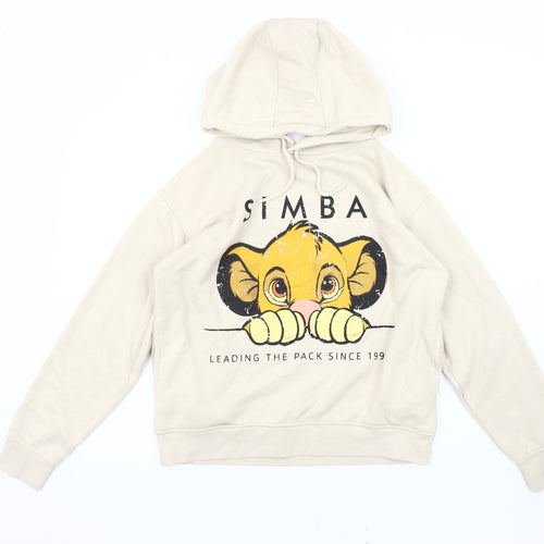 Primark Women's Beige Pullover Hoodie, S, Cartoon Design