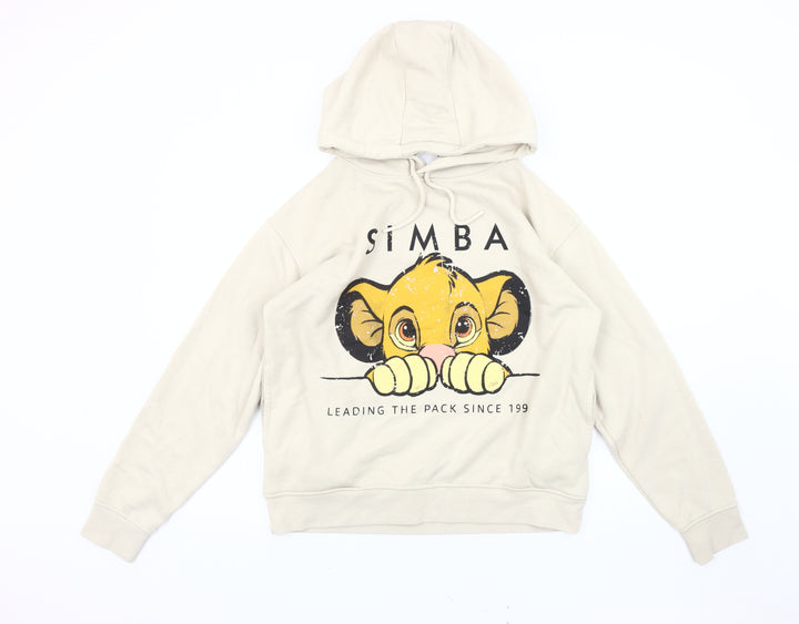 Primark Women's Beige Pullover Hoodie, S, Cartoon Design