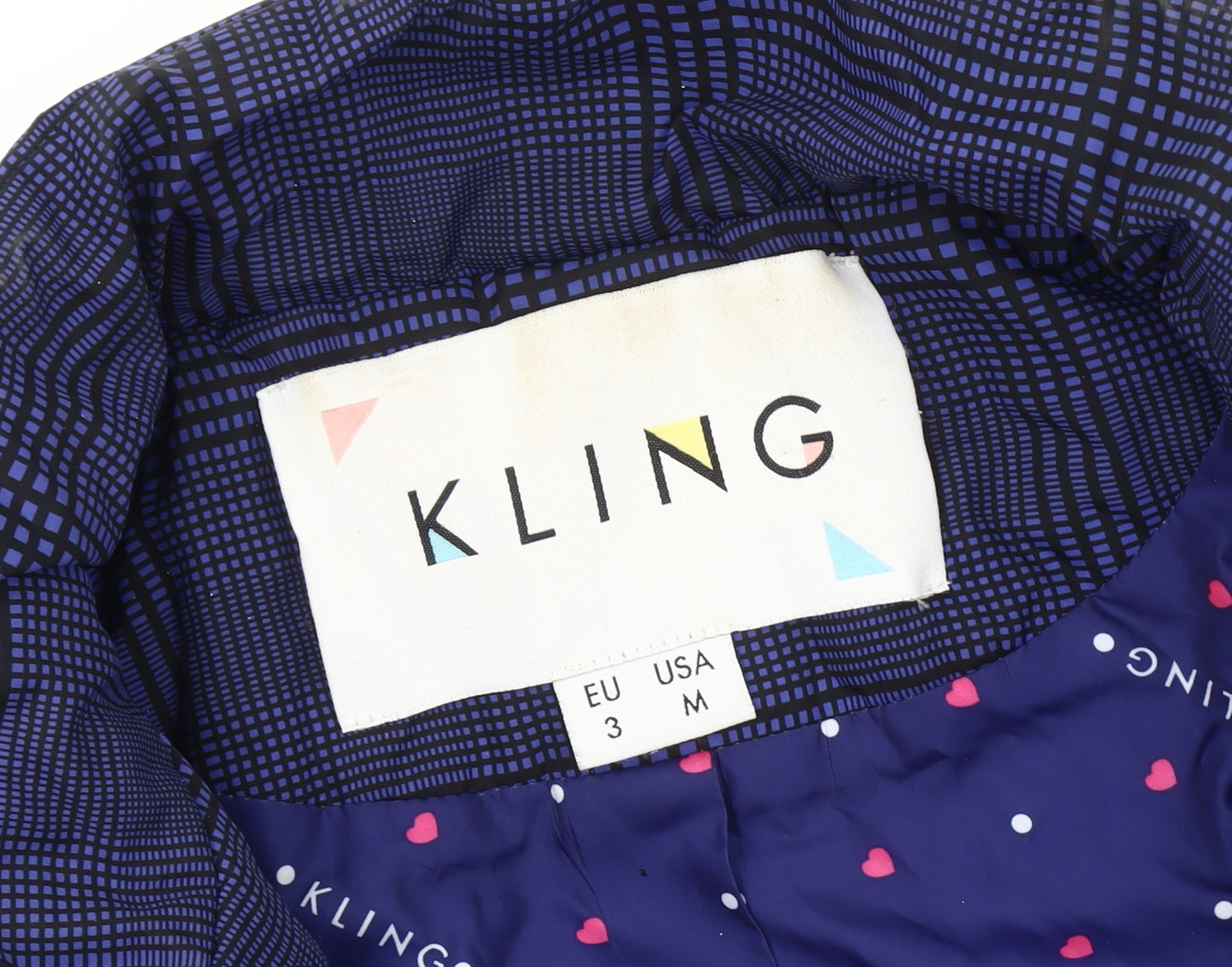 Kling Women's Blue Check Puffer Jacket M