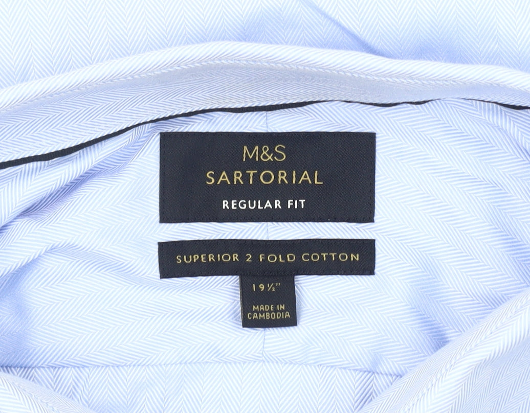 Marks and Spencer Blue Regular Fit Long Sleeve Shirt