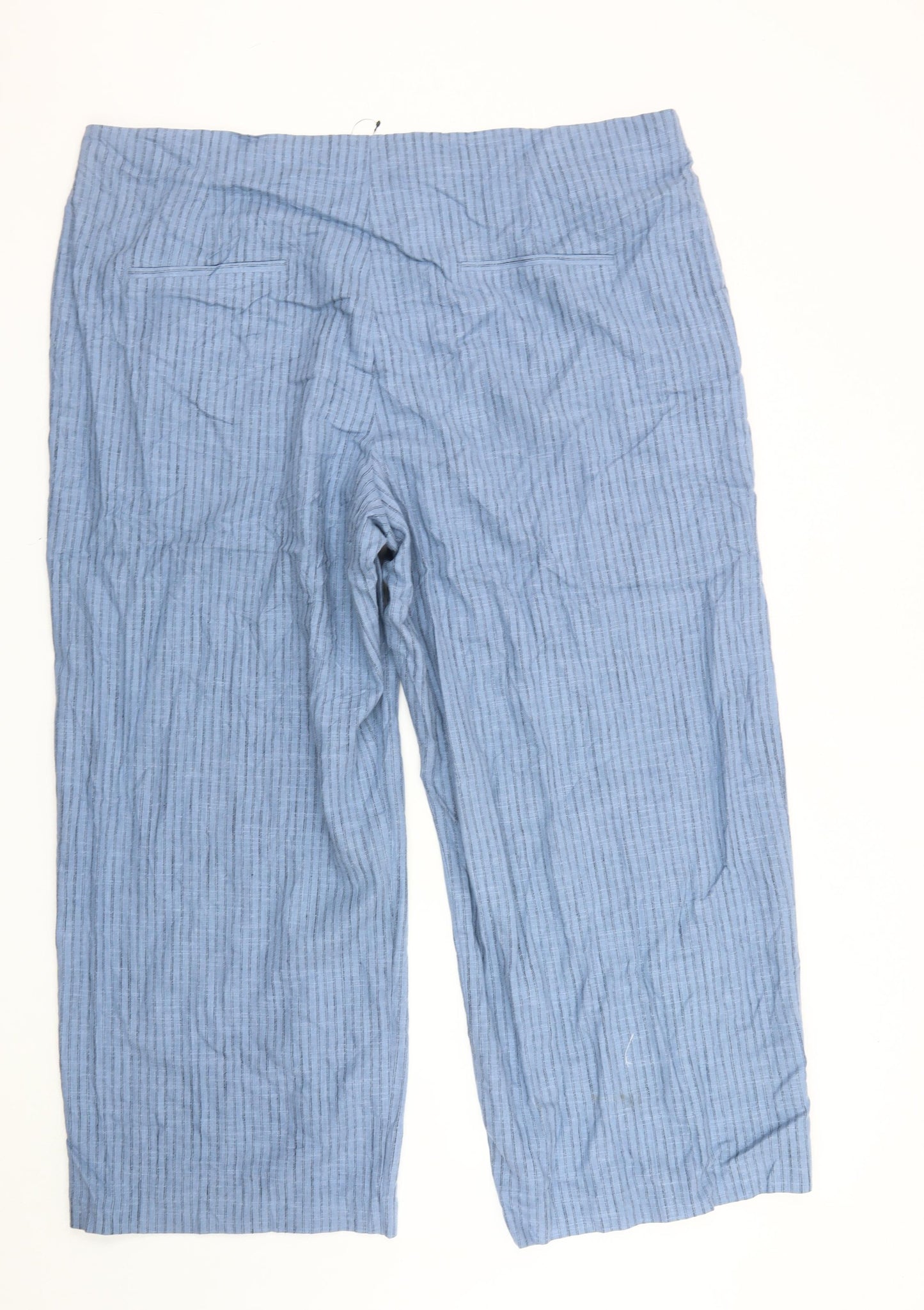 Marks and Spencer Women's Blue Wide-Leg Trousers, Size 24