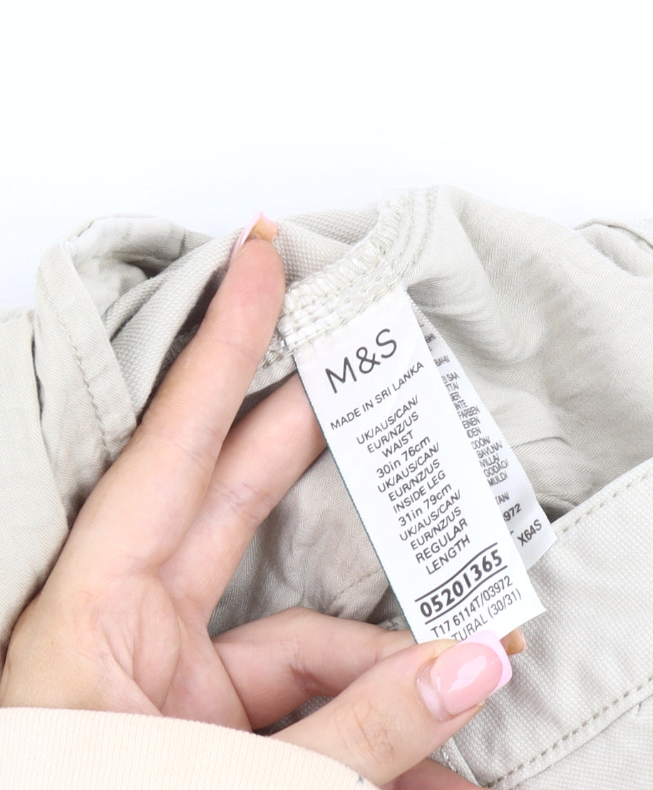 Marks and Spencer Women Beige Cargo Trousers Size 12