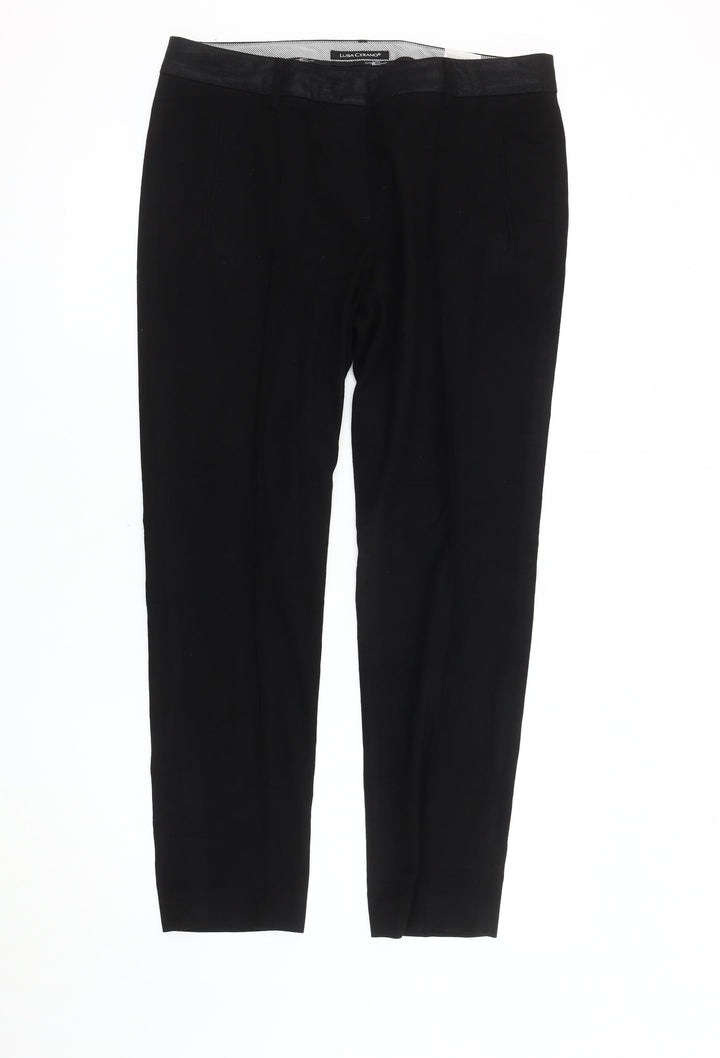 Luisa Cerano Women's Black Trousers - Size 14, Cotton Blend