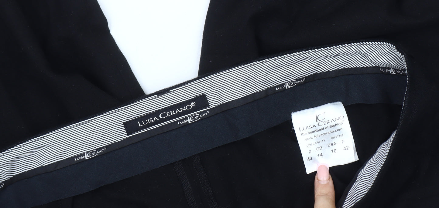 Luisa Cerano Women's Black Trousers - Size 14, Cotton Blend