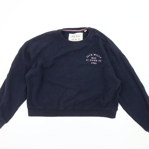 Jack Wills Women's Navy Sweatshirt UK 12 Cotton Blend
