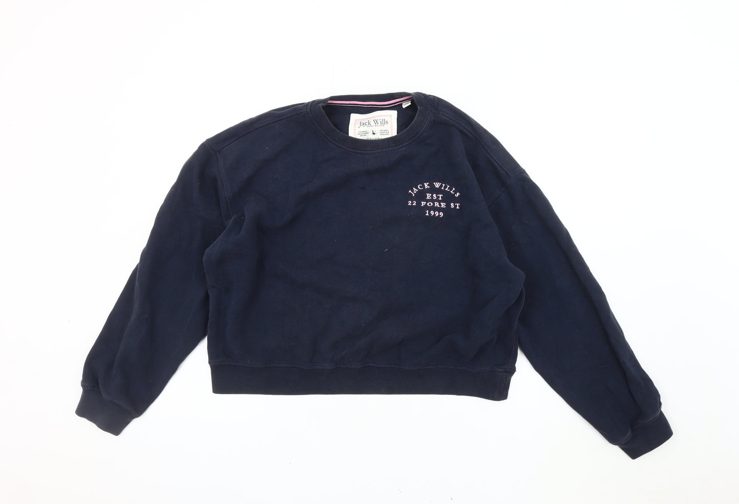 Jack Wills Women's Navy Sweatshirt UK 12 Cotton Blend