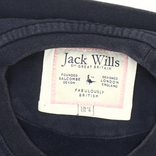 Jack Wills Women's Navy Sweatshirt UK 12 Cotton Blend
