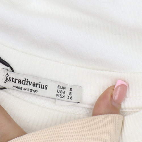 Stradivarius Women's White Pullover Sweatshirt S