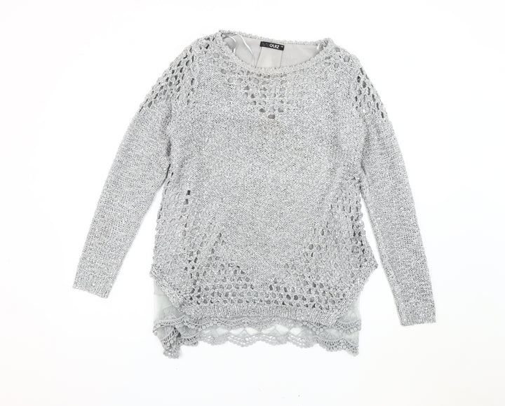 Quiz Women's Grey Sequin Knit Pullover Jumper Size M