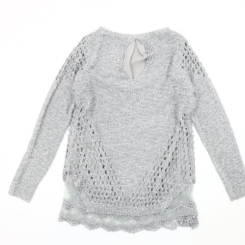 Quiz Women's Grey Sequin Knit Pullover Jumper Size M