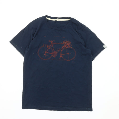 Moncat Men's Blue Graphic Bicycle T-Shirt, S, Crew Neck