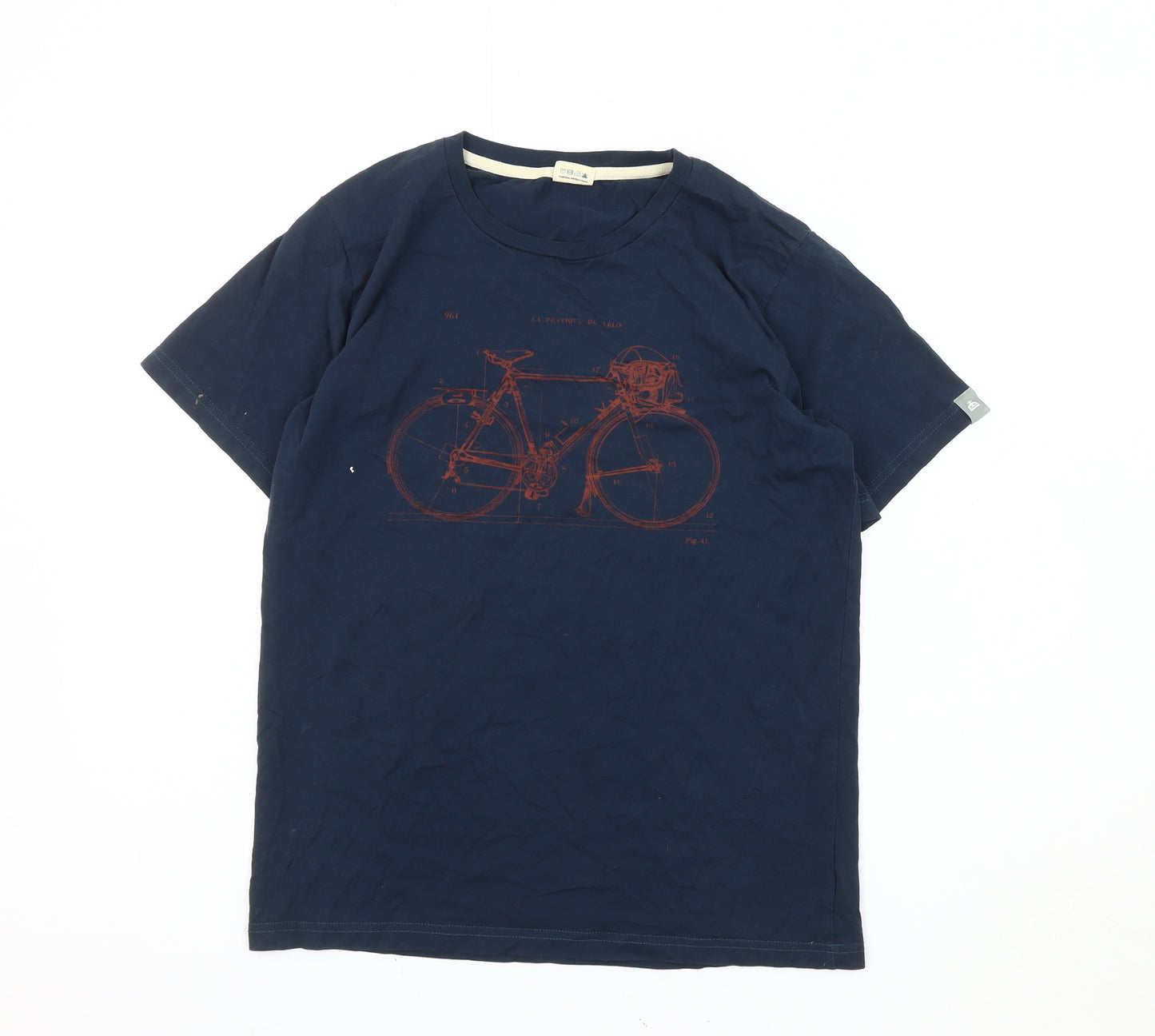 Moncat Men's Blue Graphic Bicycle T-Shirt, S, Crew Neck