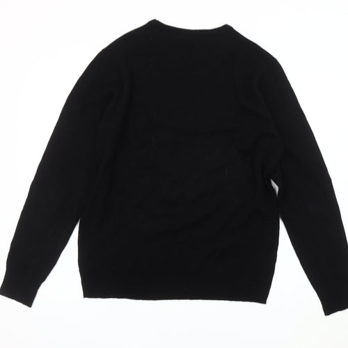 Brave Soul Men's Black Acrylic Crew Neck Jumper