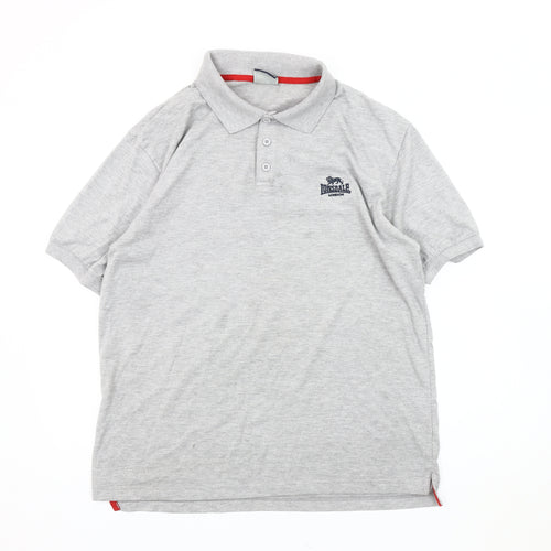 Lonsdale Grey Men's Polo Shirt - Medium, Short Sleeve