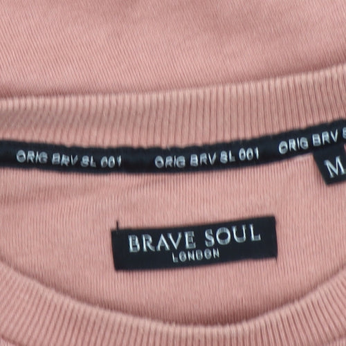 Brave Soul Women's M Pink Sweatshirt, Casual, Crew Neck, Zip Accent