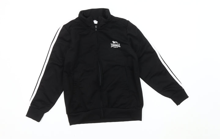 Lonsdale Boys Black Polyester Track Jacket 9-10 Years