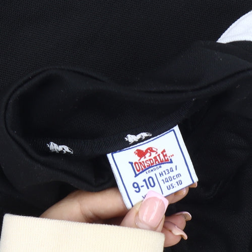 Lonsdale Boys Black Polyester Track Jacket 9-10 Years