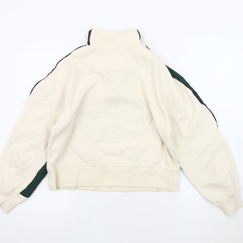 Zara Women's Ivory S Sweatshirt 1/4 Zip High Neck College