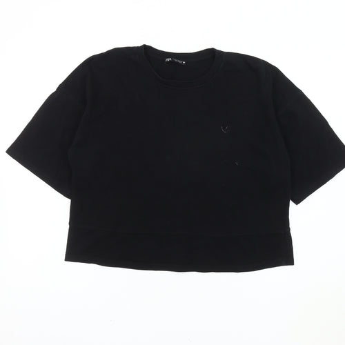 Zara Women's Black Cropped T-Shirt Size 12