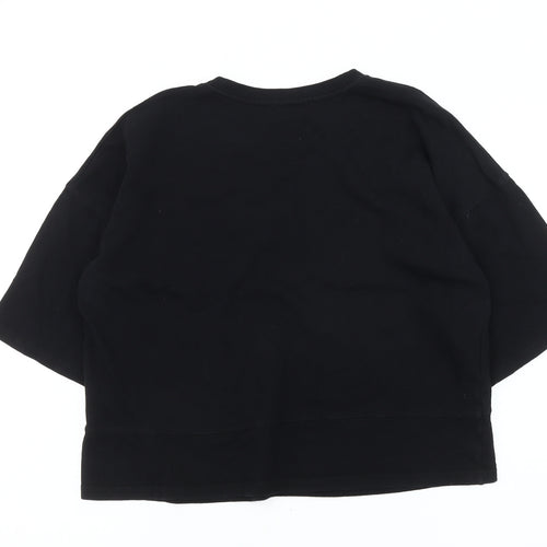 Zara Women's Black Cropped T-Shirt Size 12