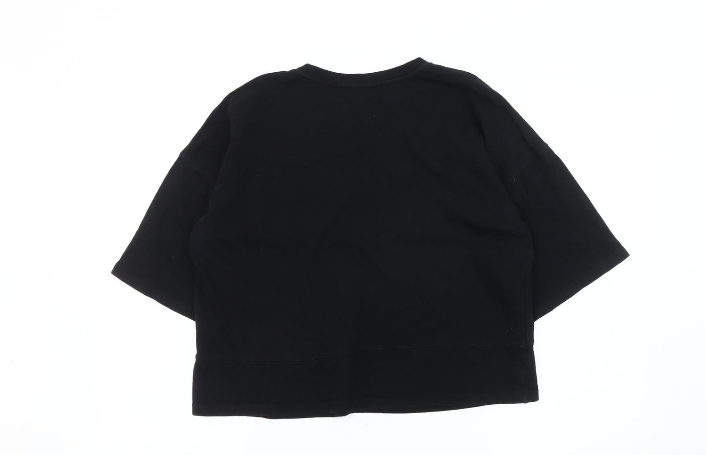 Zara Women's Black Cropped T-Shirt Size 12