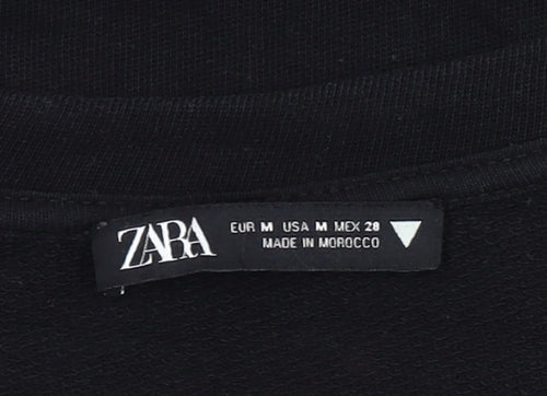 Zara Women's Black Cropped T-Shirt Size 12