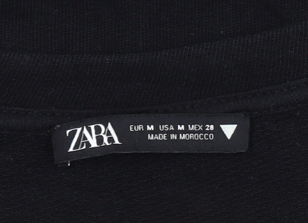 Zara Women's Black Cropped T-Shirt Size 12