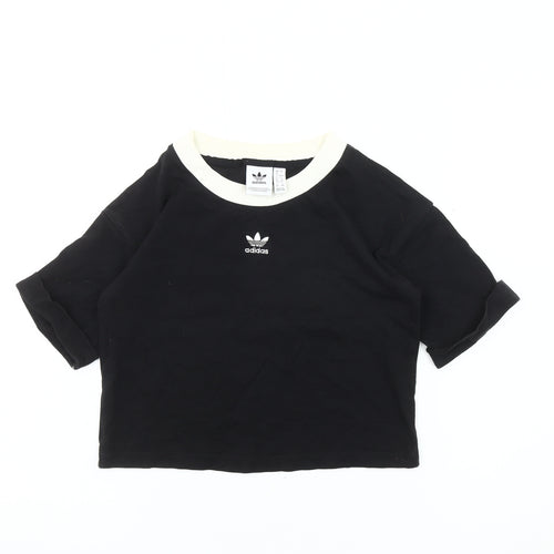 Adidas Women's Black Ringer T-Shirt, Size 8