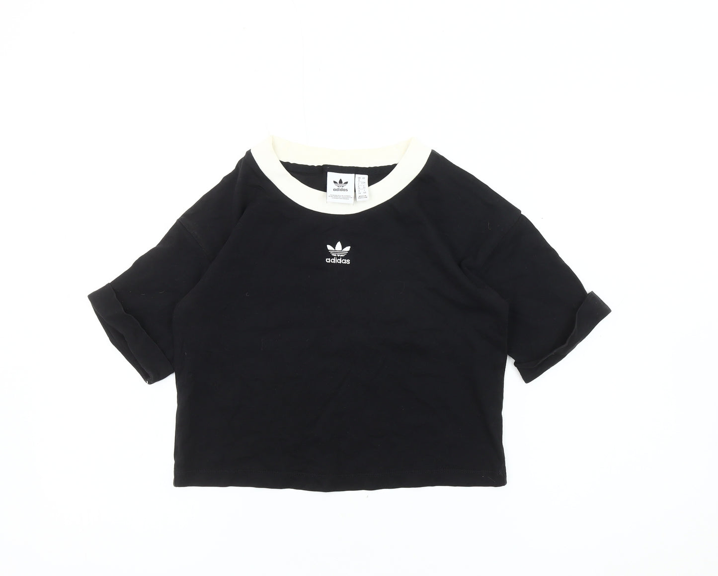 Adidas Women's Black Ringer T-Shirt, Size 8