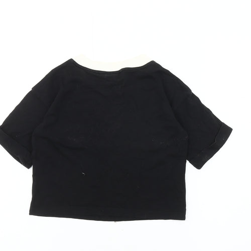 Adidas Women's Black Ringer T-Shirt, Size 8