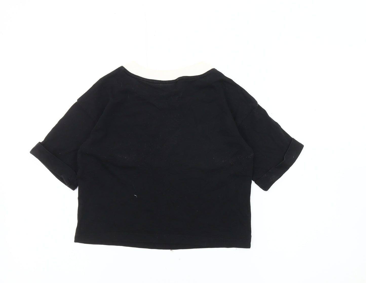 Adidas Women's Black Ringer T-Shirt, Size 8