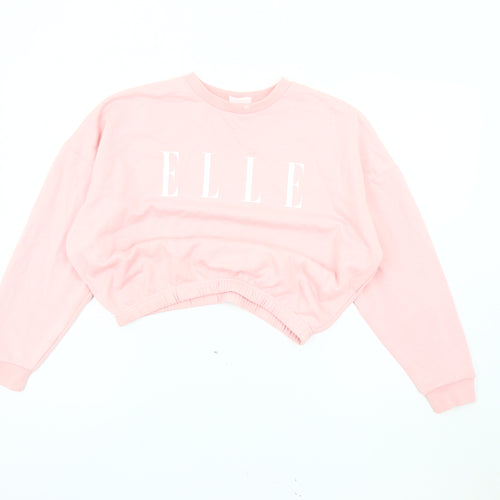 ELLE Pink Logo Teens Pullover Sweatshirt Size 12