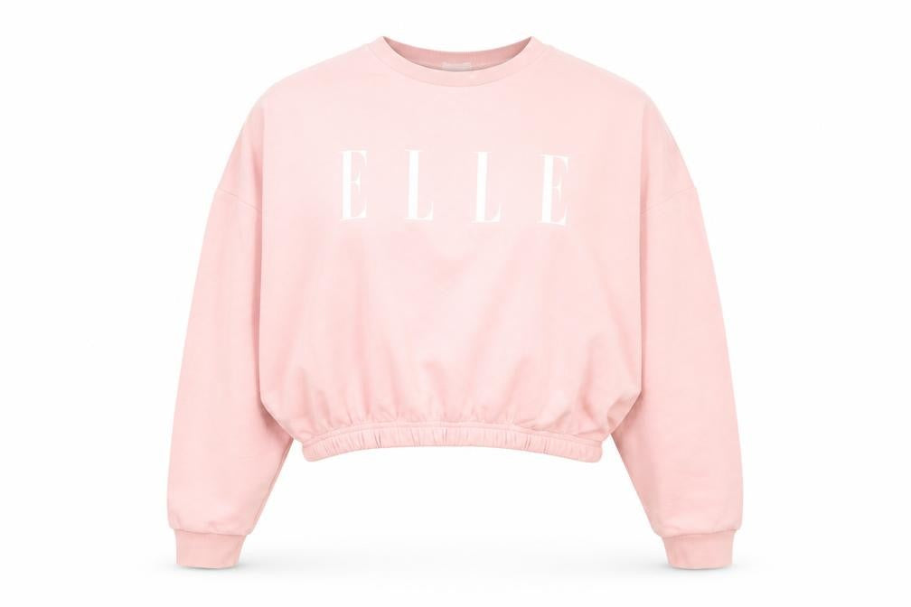 Front view of ELLE Pink Logo Teens Pullover Sweatshirt, size 12