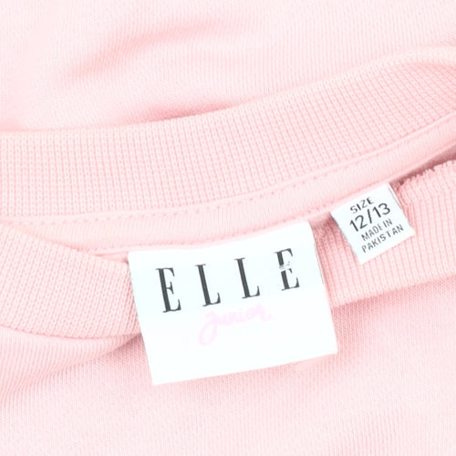 ELLE Pink Logo Teens Pullover Sweatshirt Size 12